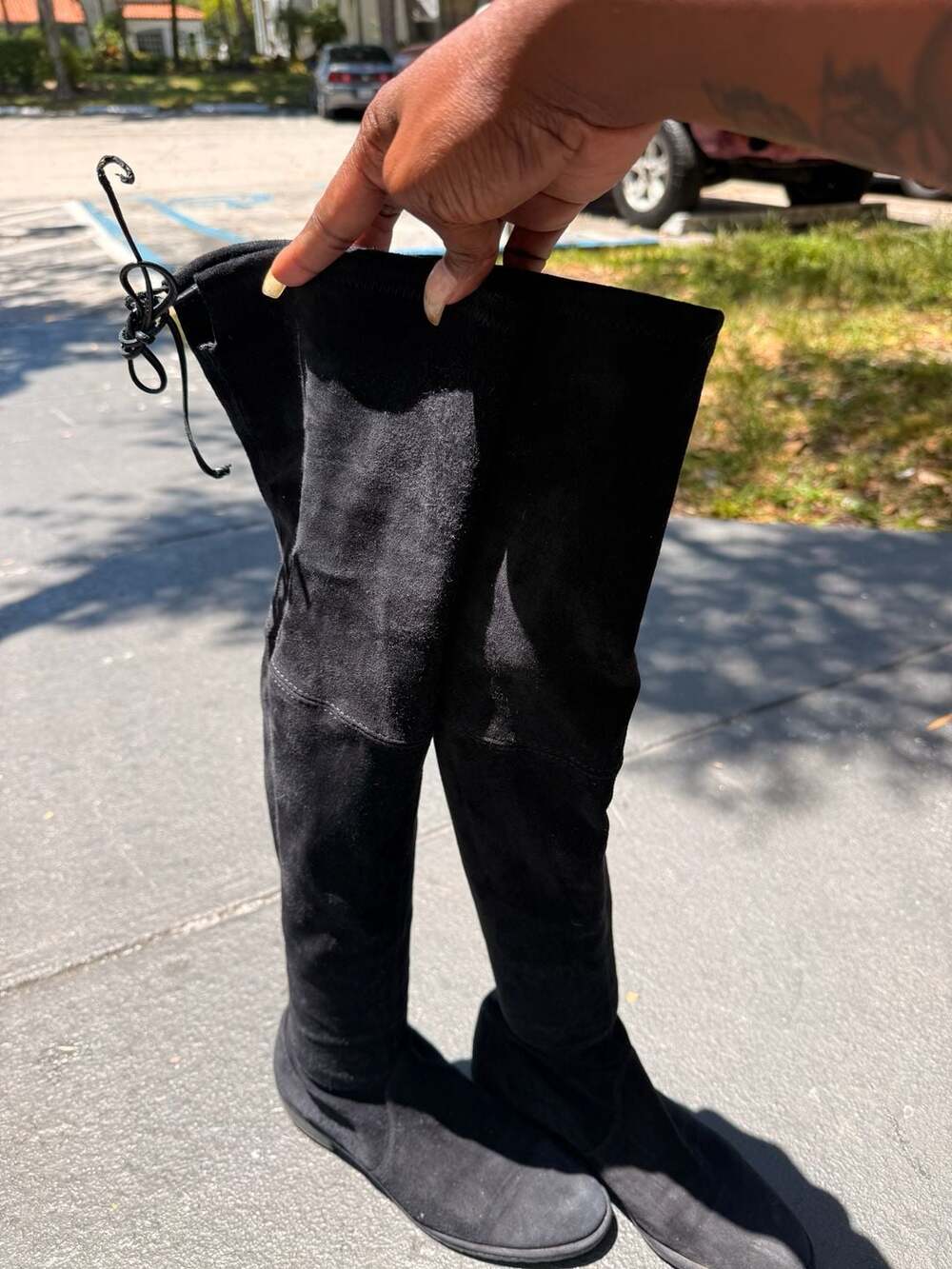 Stuart Weitzman Lowland Black Suede Over-The-Knee Boots Size 7